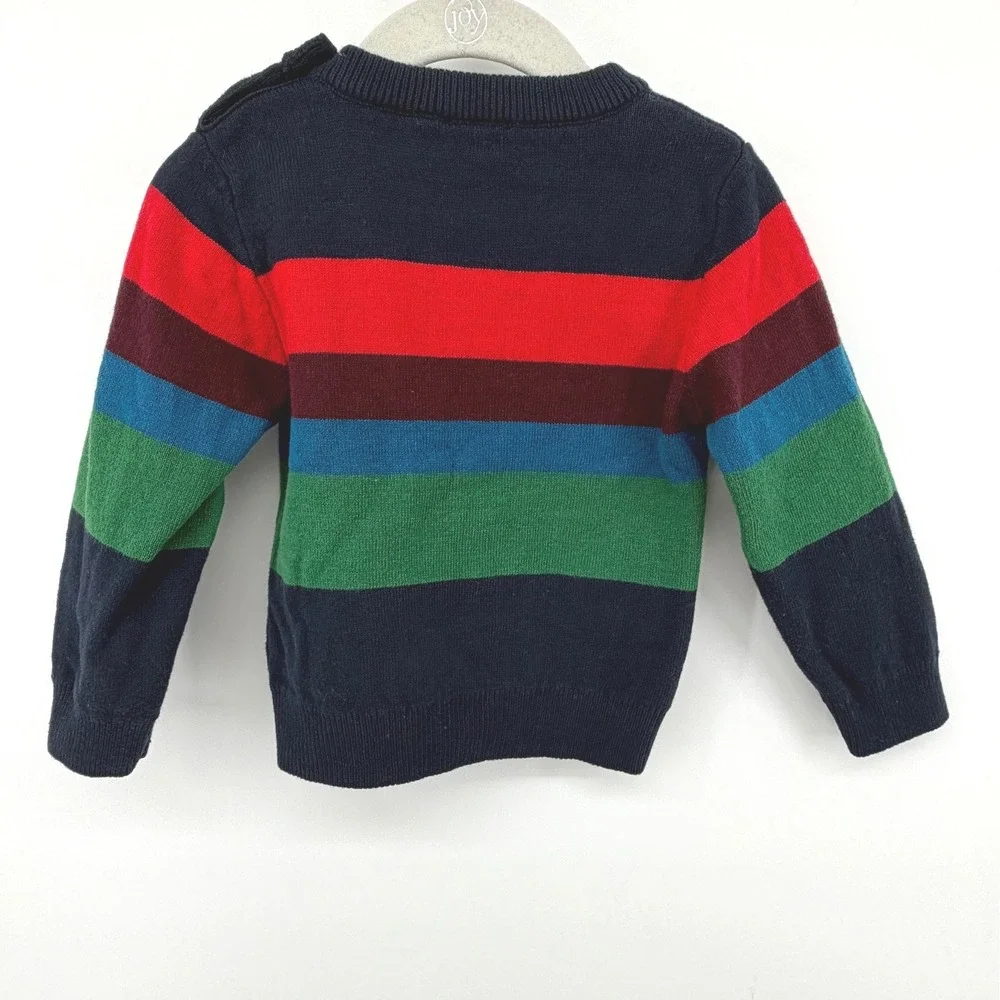 Paul Smith Junior Boys Rainbow Stripe Knit Sweater Embroidered Zebra Patch 2A 2T